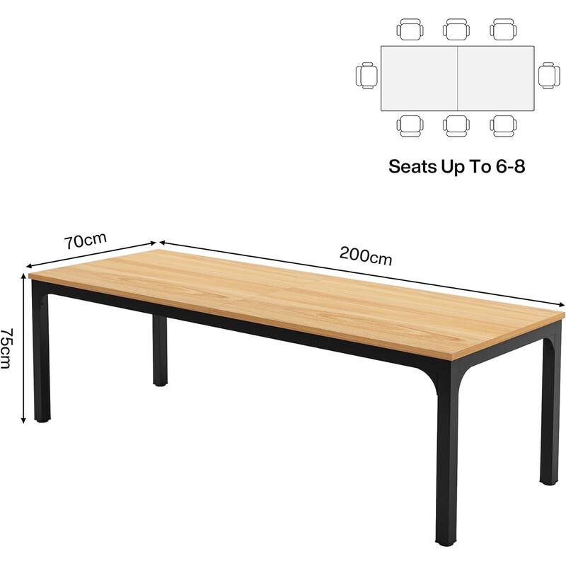 78.74" Large Rectangle Conference Table/Desk, Modern Seminar Meeting Table, Business Tables for Boardroom & Office