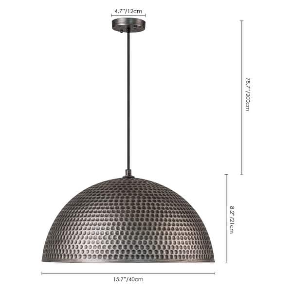 dimension image slide 3 of 4, 1-Light Industrial Farmhouse Oversized Pendant Gold Leaf Hammered Semi-Sphere Dome Pendant Light for Kitchen Island
