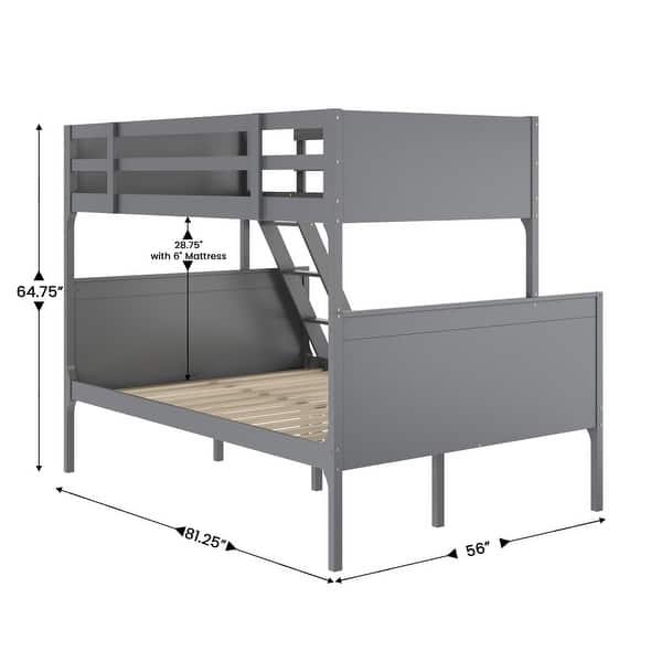 dimension image slide 3 of 5, Convertible Solid Wood Bunk Bed Frame for Kids with Ladder, No Box Spring Needed