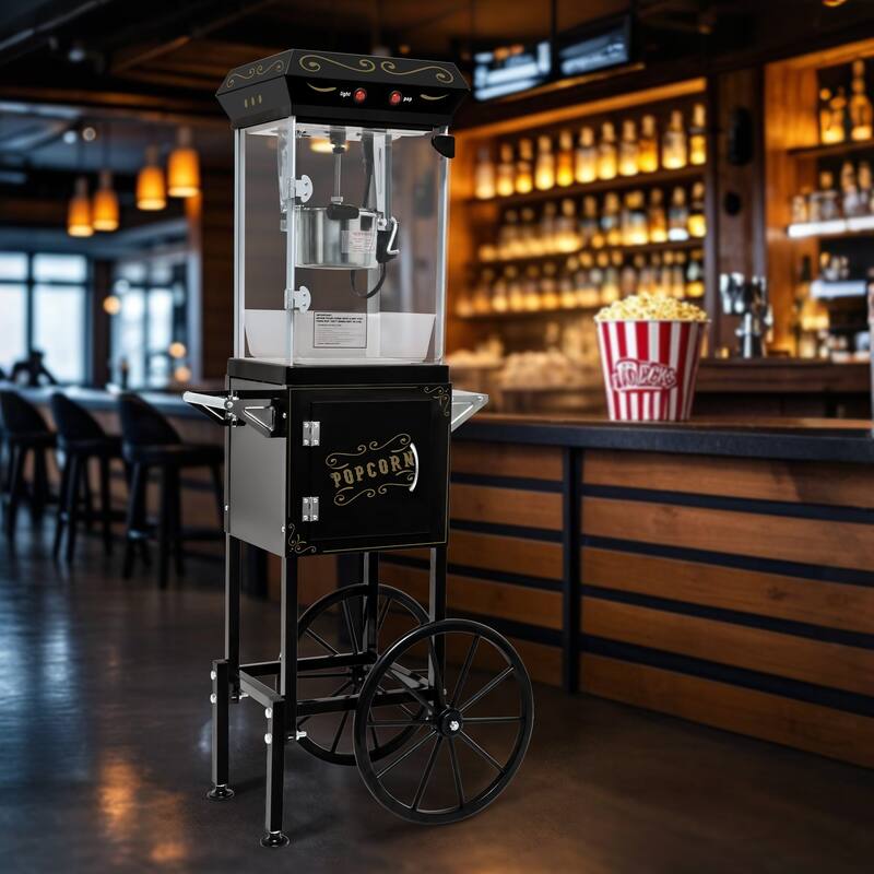 6OZ Popcorn Maker:This 480W theater-style popcorn popper. It includes an old maids drawer to collect un-popped kernels - Black