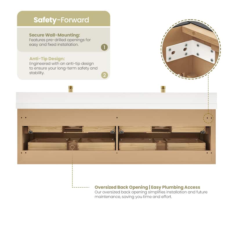 Barcelona Floating Bath Vanity with Quartz Stone Top without Mirror