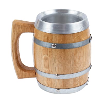 Novica Handmade Memories From The Tavern Wood And Stainless Steel Beer Mug