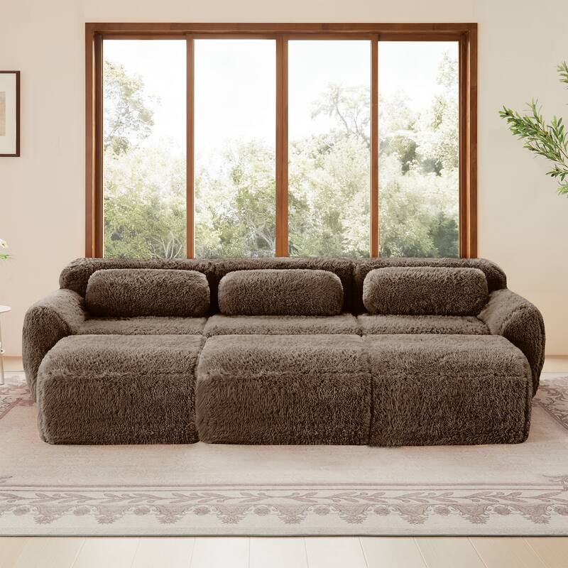 Roomfitters 3-Seater Plush Boneless Sofa with Ottoman, No Assembly 32D Cloud Couch