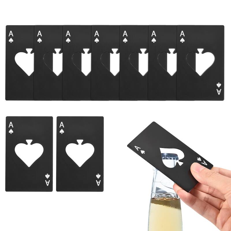 Stainless Steel Ace of Spades Beer Bottle Opener - Black - 10Pcs