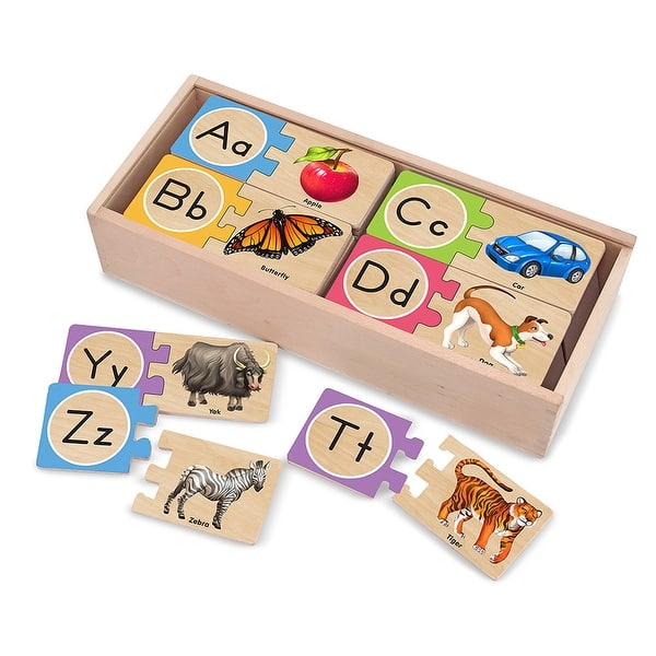 slide 1 of 1, Melissa & Doug Self-Correcting Wooden Alphabet Letter Puzzles