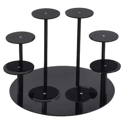 Acrylic Display Stand for Collectible Figures, 8 Tier Round Cupcake Stand Black