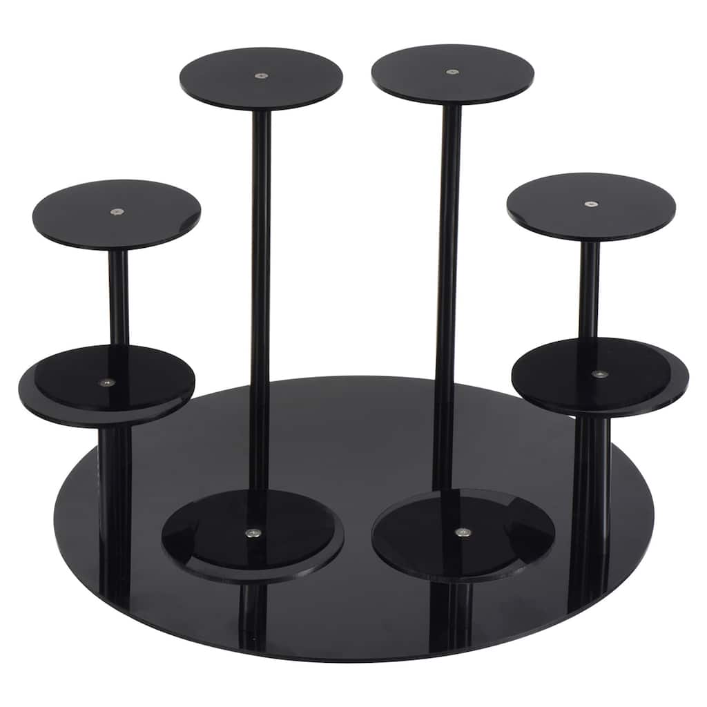 Acrylic Display Stand for Collectible Figures, 8 Tier Round Cupcake Stand Black