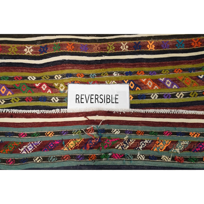 Hand Woven Oriental 100% Wool Carpet Southwestern Tribal Multi-Colored Kilim Area Rug - 7' 11'' X 4' 11''