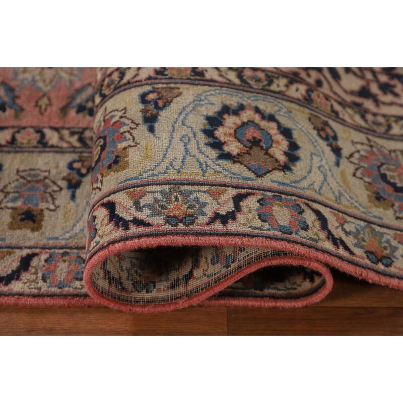 Pink Isfahan Persian Vintage Area Rug Hand-Knotted Wool Carpet - 6'7"x 10'2"