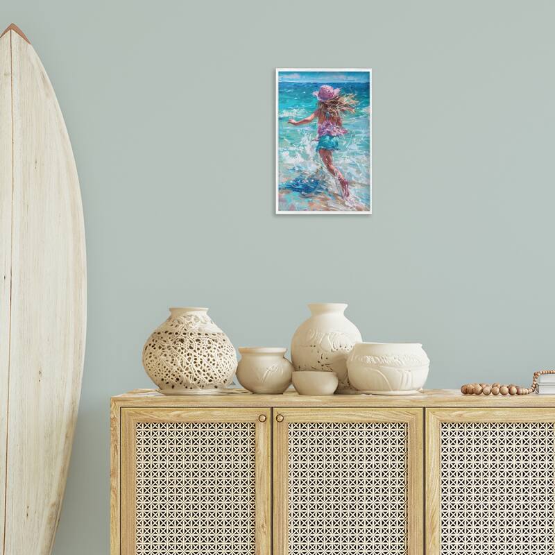 Stupell Summer Beach Fun Girl Framed Giclee Art Design By LSR Design Studio