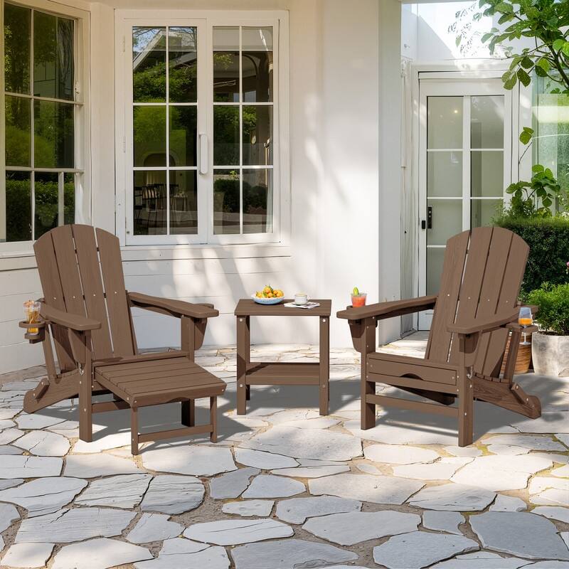 Folding Outdoor Chair with 3-Position Reclining Backrest & Telescoping Footrest