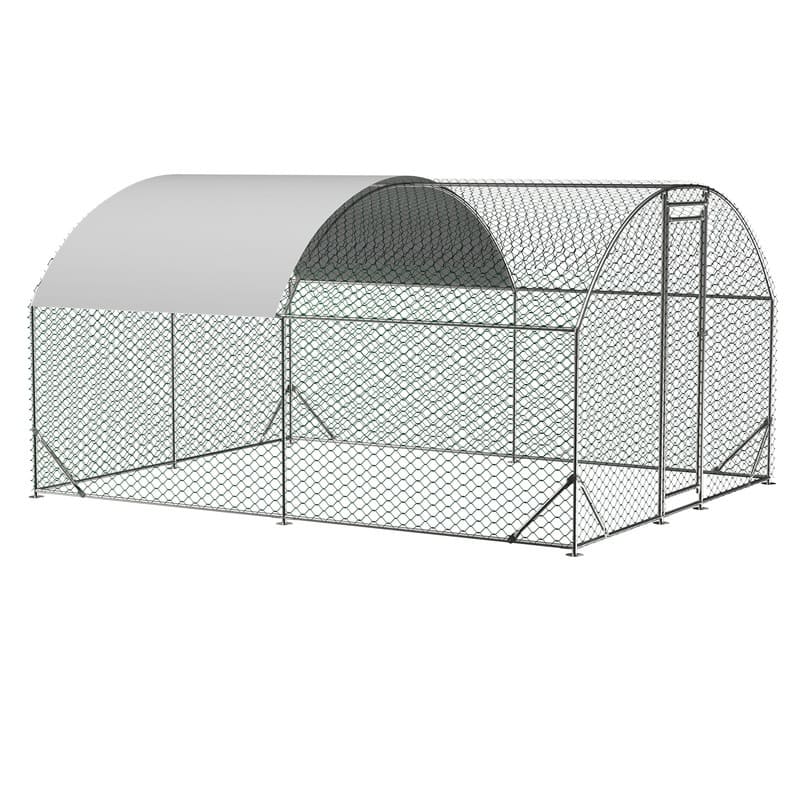 Large Walk-In Metal Chicken Coop – Dome-Shaped Poultry Run with Waterproof & UV-Resistant Cover, Heavy-Duty 1" Tube Frame . - 3*4m