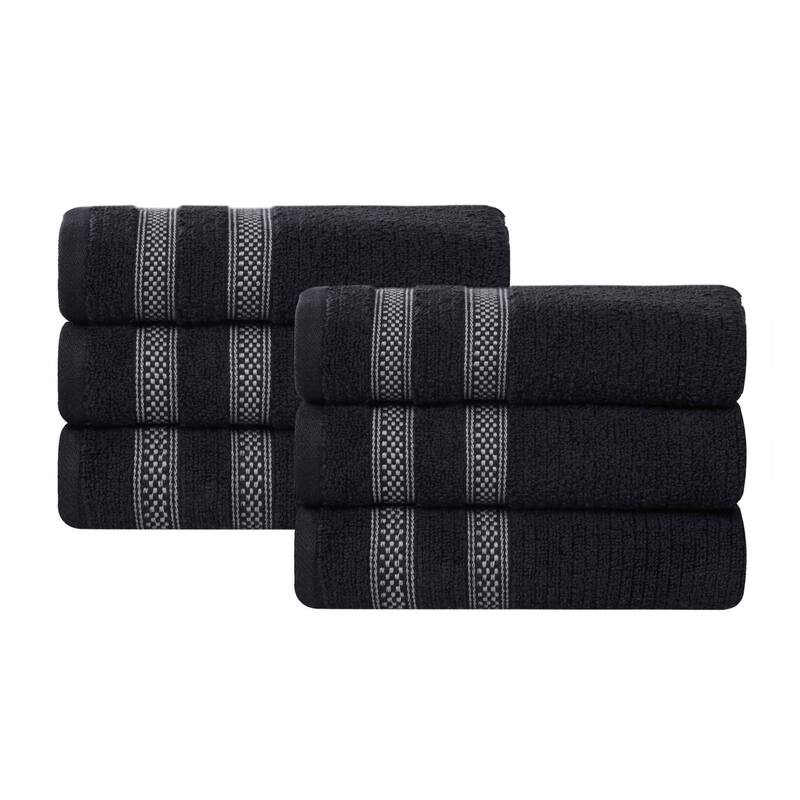 Superior Brea Zero Twist Cotton Ribbed Modern Hand Towel Set of 6