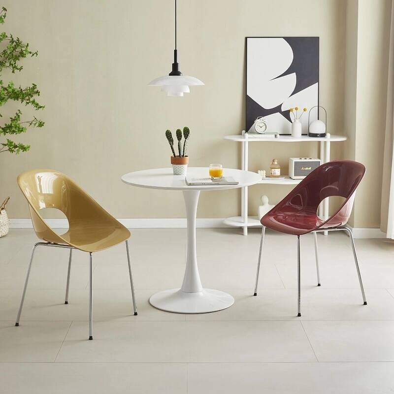 Small Round Dining Table, Mid-Century Coffee Table, Modern Round Kitchen Table for 2-4 People, Easy Assembly