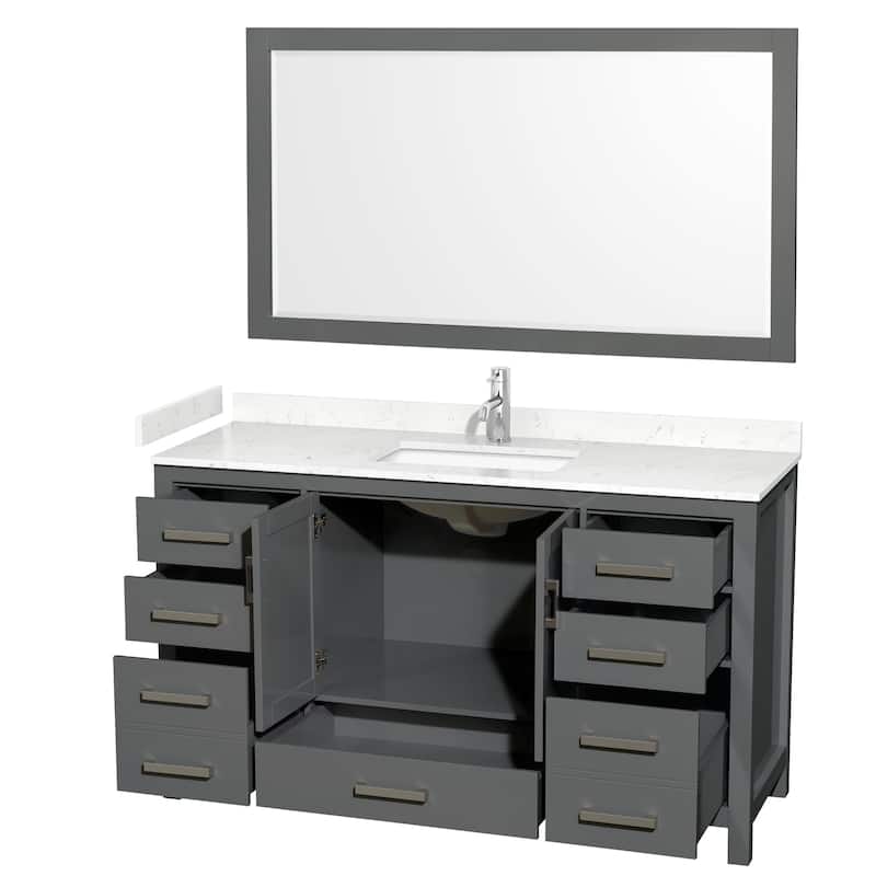 Sheffield Bathroom Vanity Set, Cultured Top, 58-Inch Mirror