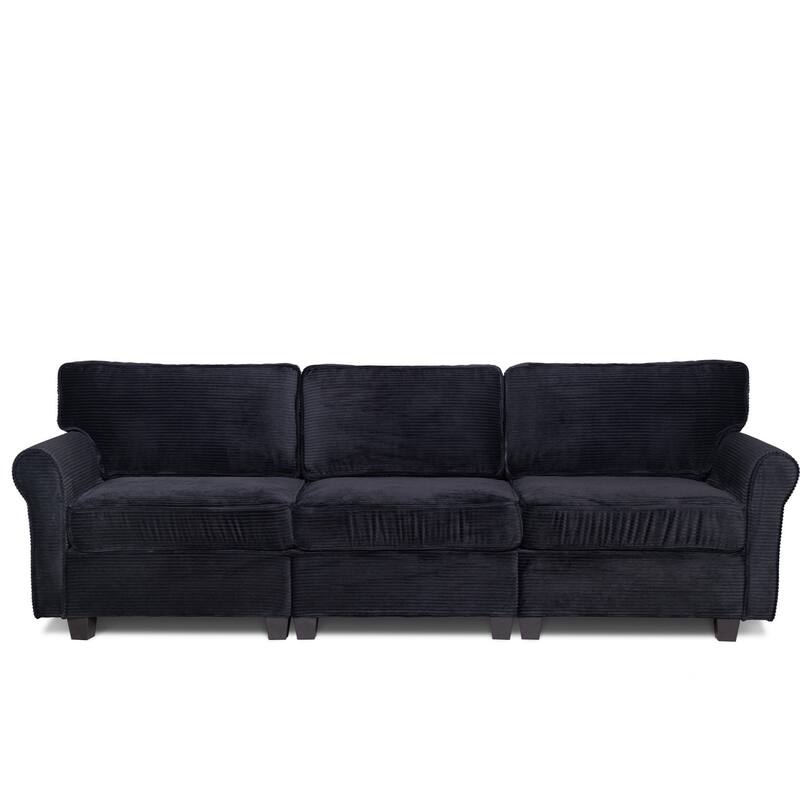 94.49" Corduroy Fabric 3-Seater Sectional Sofa