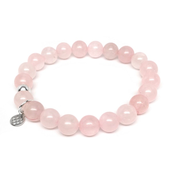 Pink Rose Quartz Lucy 7" Sterling Silver Bracelet