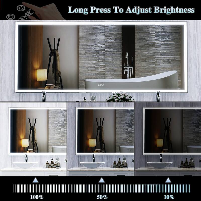 Oversized LED Bathroom Wall Mounted Mirror with Aluminium Frame