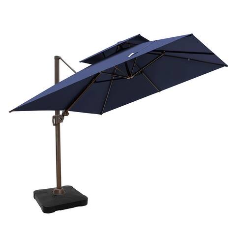 Patio 10-foot Square Double Top Offset Cantilever Umbrella with Base