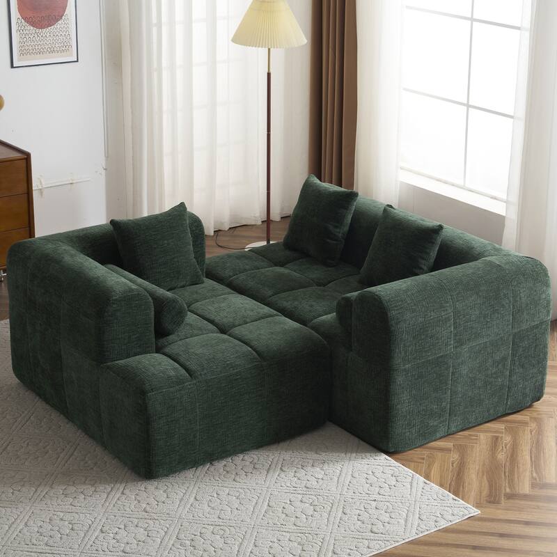 Full-Compressed Sectional Sofa with L-Shape Chaise, Modular 3 Seater Sectional Sofa, Upholstered Sofa with Side Pockets