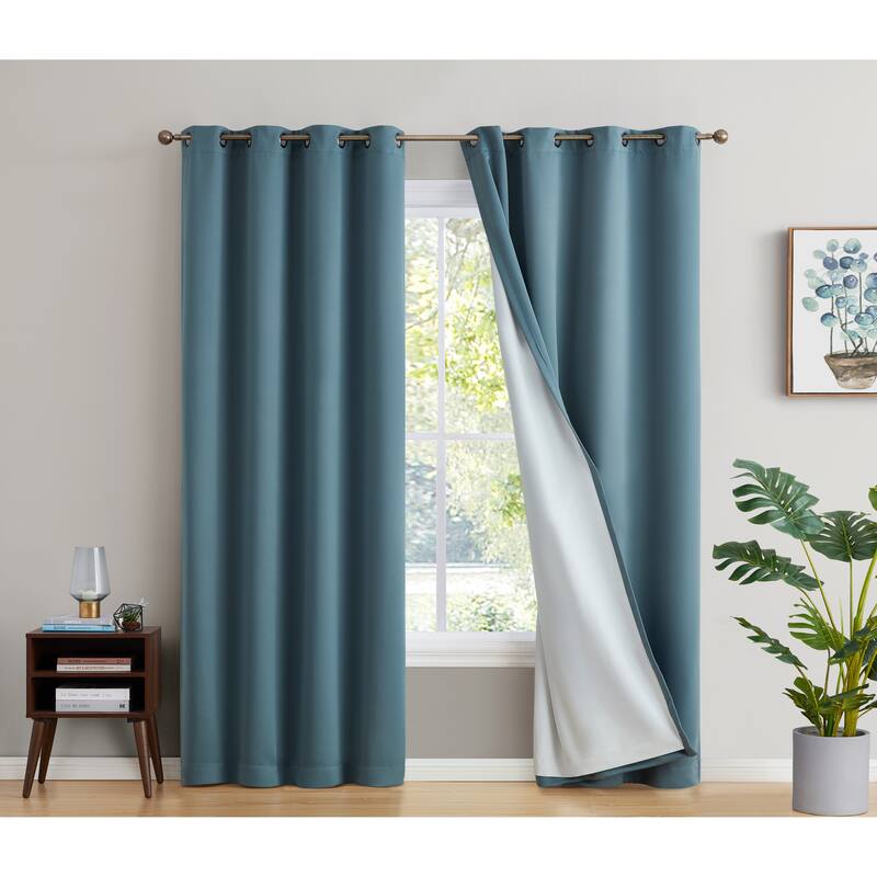 Dakota Complete Blackout Drapery Heavy Thermal Insulated Efficient Window Curtain Grommet Panels, 2 Panels - 52 W x 84 L per panel - Set of 2 - Slate Blue