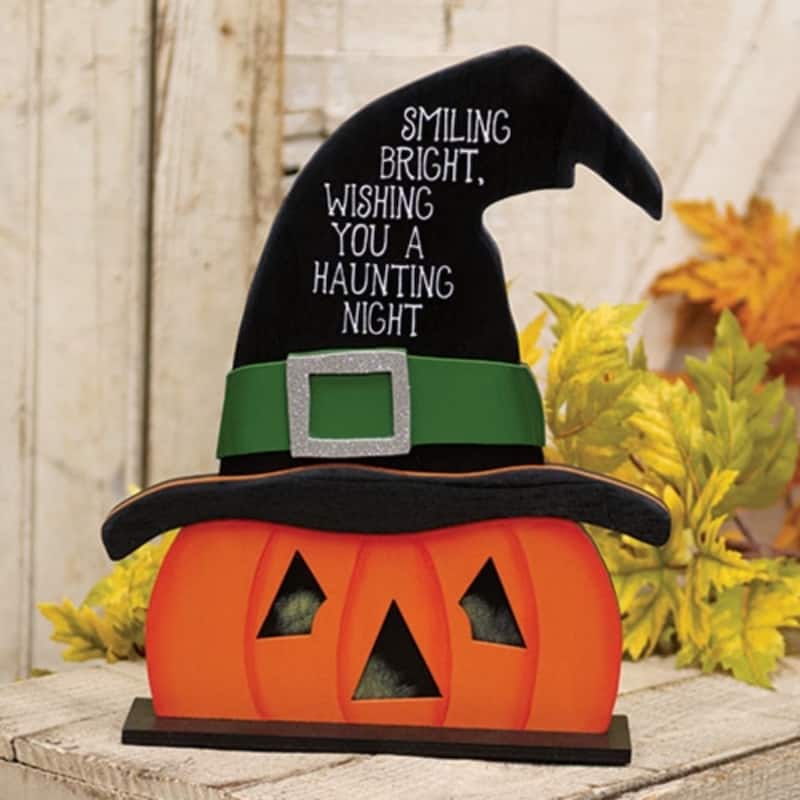 12"H Halloween Witch Jack Wooden Decor Orange Black Green Layered Cutout Tabletop Accent - 12" H x 8.75" W x 2.5" D