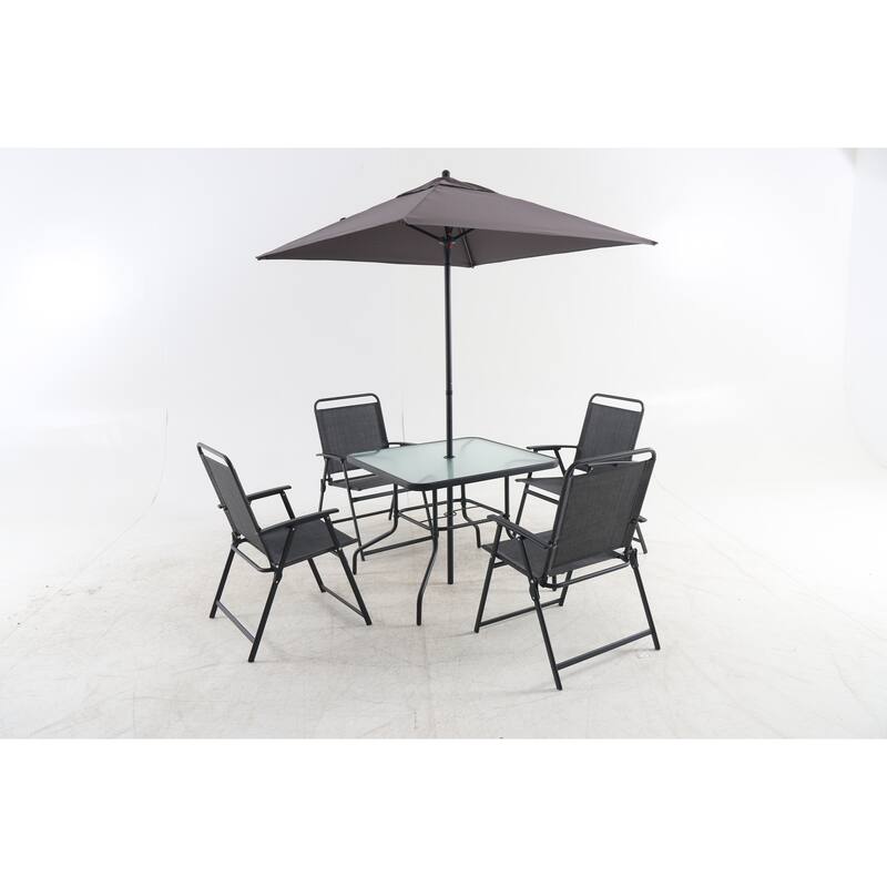 Outdoor Patio Dining ,Metal Patio Furniture Table and Chair Set with Umbrella