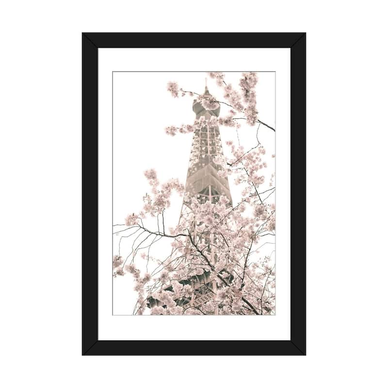 iCanvas "Eiffel Tower And Cherry Blossoms" by Caroline Mint PFA - Black - 32x24x1