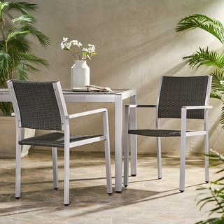 Cape Coral Outdoor Rectangle Aluminum Dining Chair (Set of 2) by Christopher Knight Home