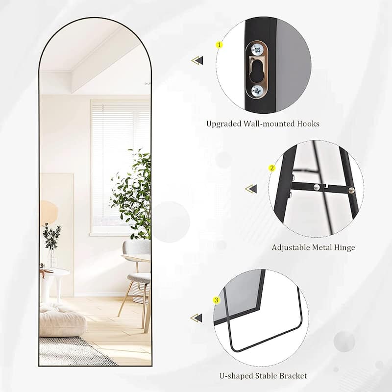 Arched Full Length Floor Mirror Full Body Standing Mirror Wall Decor