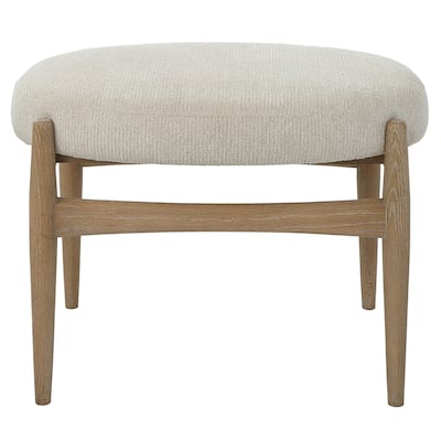 Textured Small Accent Bench with Wooden Base - 24.5"