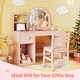 preview thumbnail 15 of 16, Gymax Kids Vanity Desk w/ Lights Open Bookshelf Storage Drawer