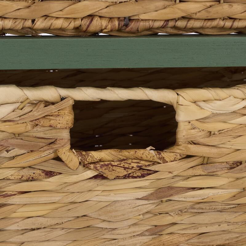 SAFAVIEH Evaline Distressed Black 3 Wicker Basket Storage Unit - 17.3" x 13.4" x 29.5" - 17"W x 13"D x 30"H