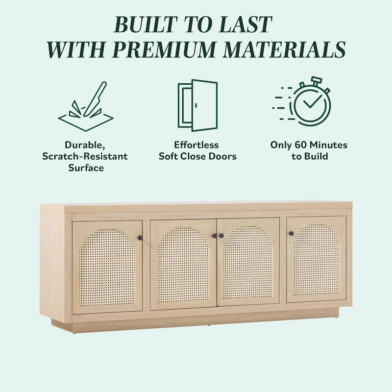 Middlebrook Contemporary TV Stand and Sideboard with Rattan Doors