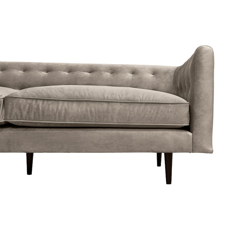 Annabelle 80" Fabric or Velvet 3 Seater Tufted Chesterfield Sofa with Black Wood Legs