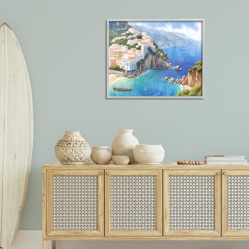 Stupell Vibrant Coastal Seascape Framed Giclee Art Design By Kim Allen