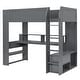 preview thumbnail 12 of 11, Twin Size Wood Gaming Loft Bed with Desk, Multi-Storage Shelves, LED Lights, Charging Station and Guardrails, Dark Grey