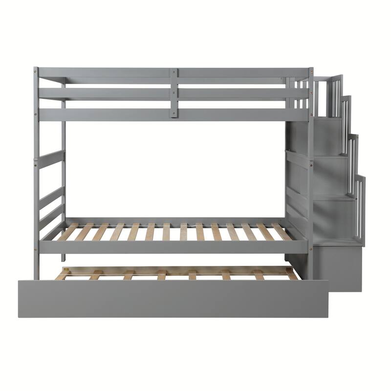 Twin over Twin Bunk Beds with Stairway Storage