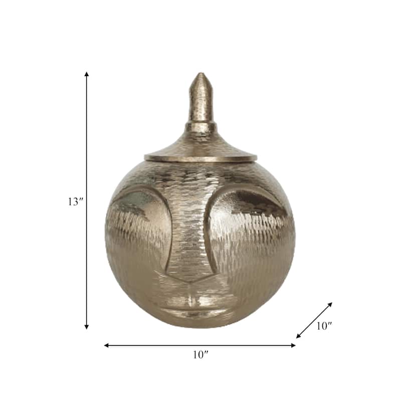 Sagebrook Home Metal Face Jar With Lid - 10" x 10" x 13"