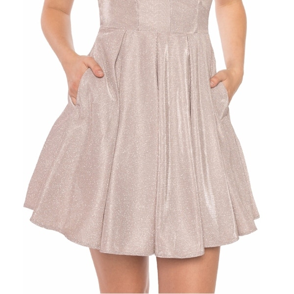 B Darlin Junior's Glitter Mesh Skater Dress Pink - 56 - Bed Bath & Beyond -  40566983