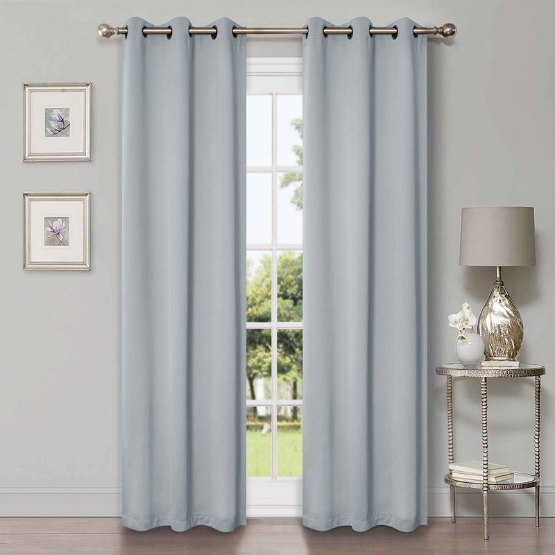 Superior Solid Machine Washable Room Darkening Grommet Blackout Curtains, Set of 2 - 42" x 96" - Stone Blue