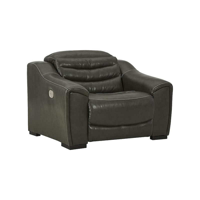 Center Line Dark Gray Power Recliner with Adjustable Headrest
