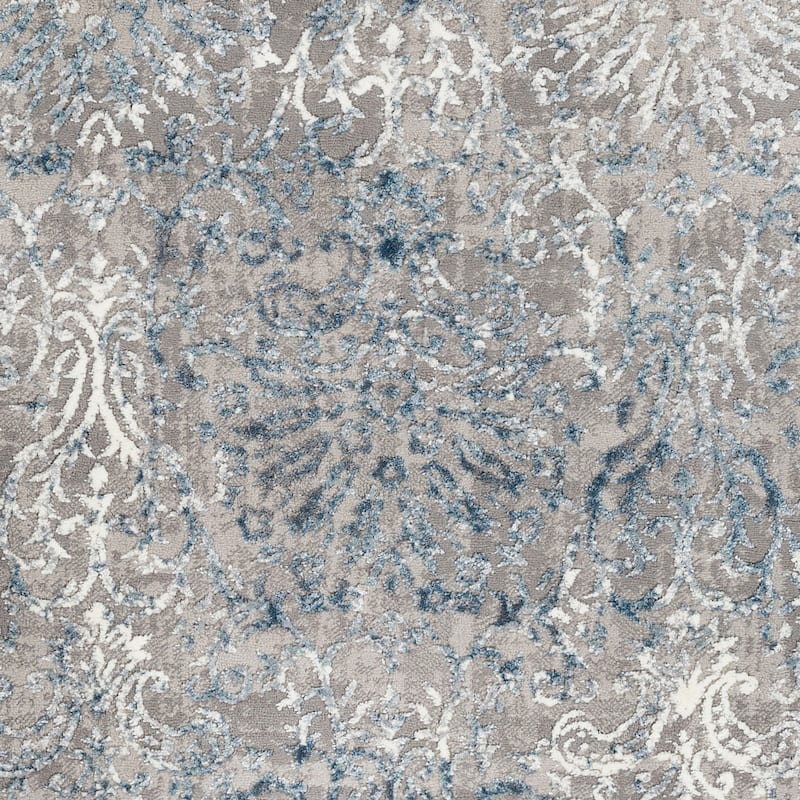 Hermia Navy & Grey Damask Area Rug 5'3" x 7'3" Bed Bath & Beyond