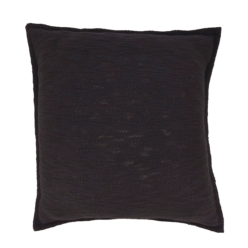 Textured Elegance Flange Throw Pillow - Black - 20"x20" - Feather Down
