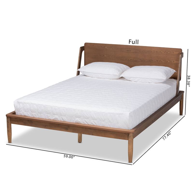 Sadler Mid-Century Ash Walnut Finish Wood Platform Bed