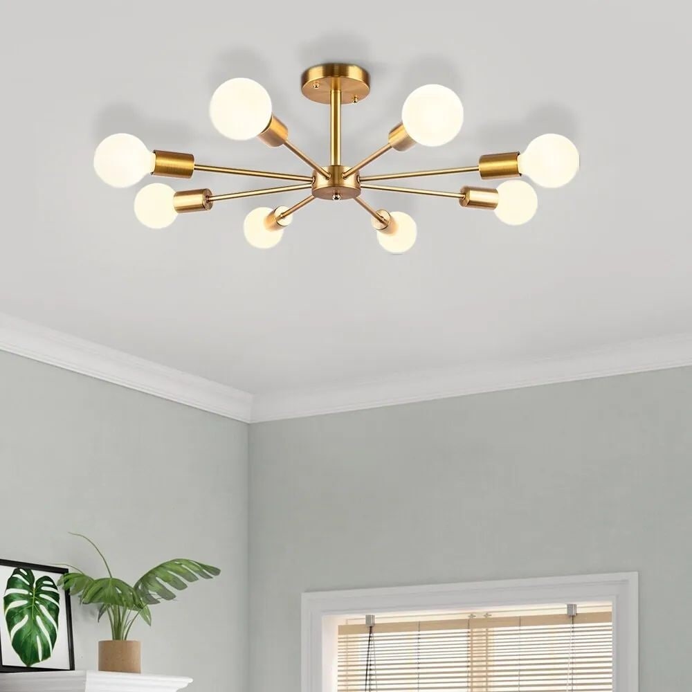 Rennnsan 8-Light Modern Industrial Linear Sputnik Semi-Flush Mount