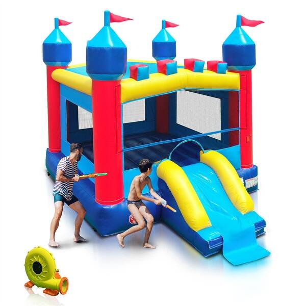 slide 2 of 6, Inflatable Water Park Bounce House with Slides, Basketball Hoop and 1100-Watt Blower - 22.5x12x18ft 22.5x12x18ft