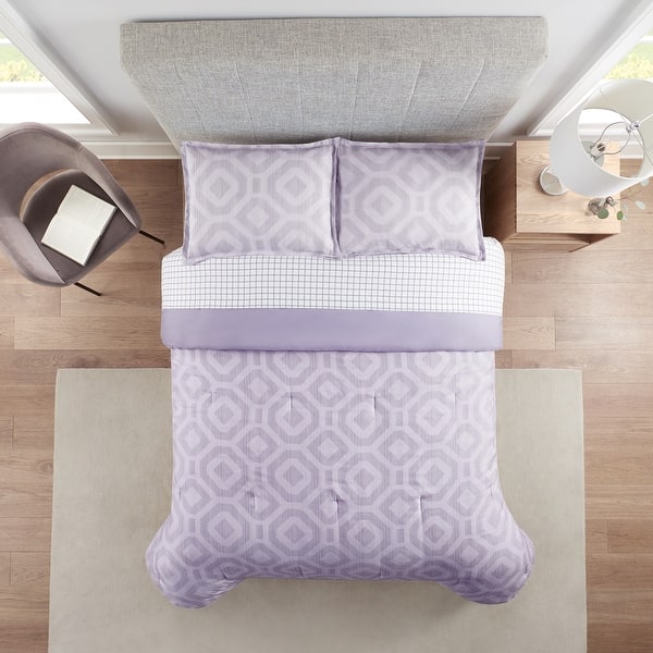 slide 2 of 5, Serta Simply Clean Skyler Antimicrobial Bedding Set with Sheets Lavender - Queen