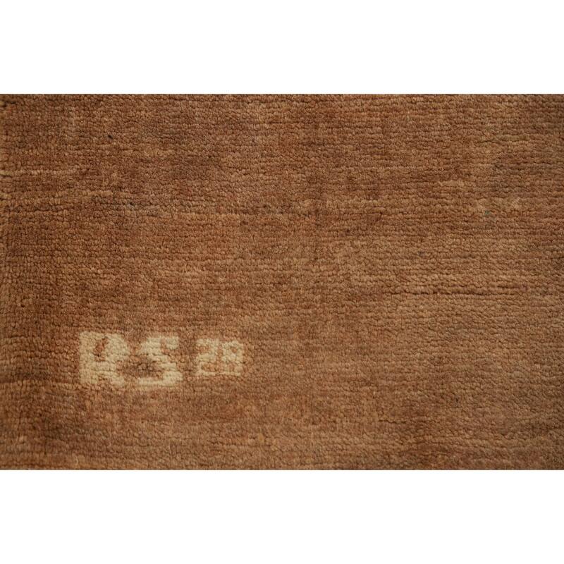 Gold Brown Modern Gabbeh Oriental Area Rug Hand-Knotted Wool Carpet - 5'5" x 8'2"