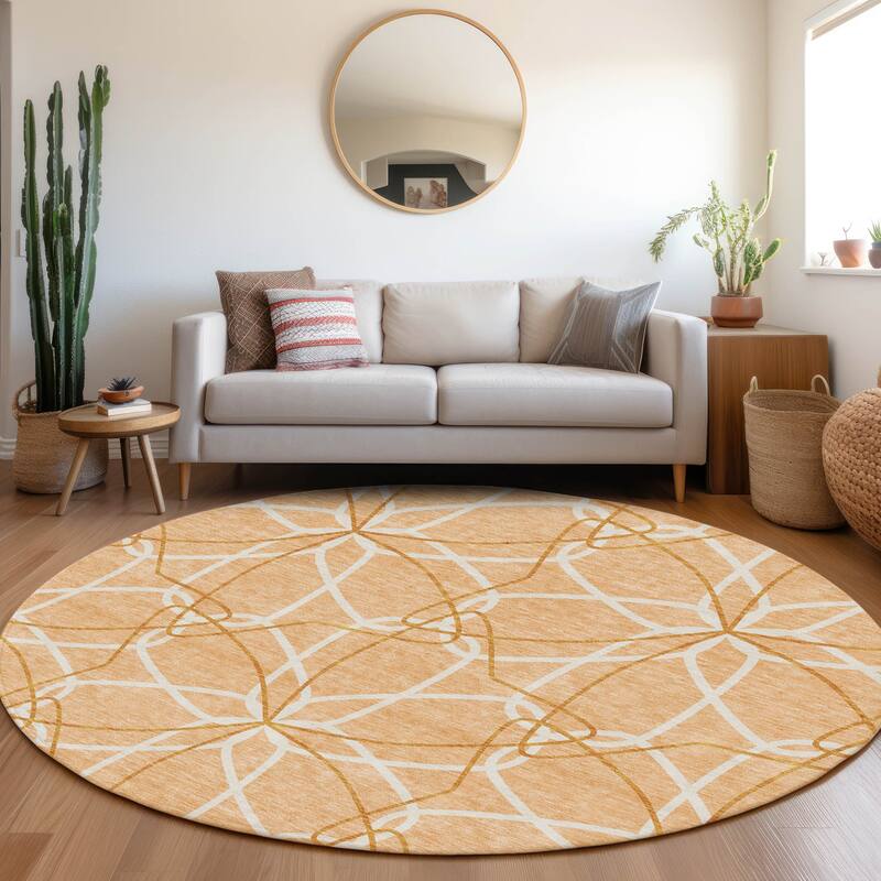 Premium Washable Super Soft Modern Floral Mayfield Rug - Peach - 8' x 8'